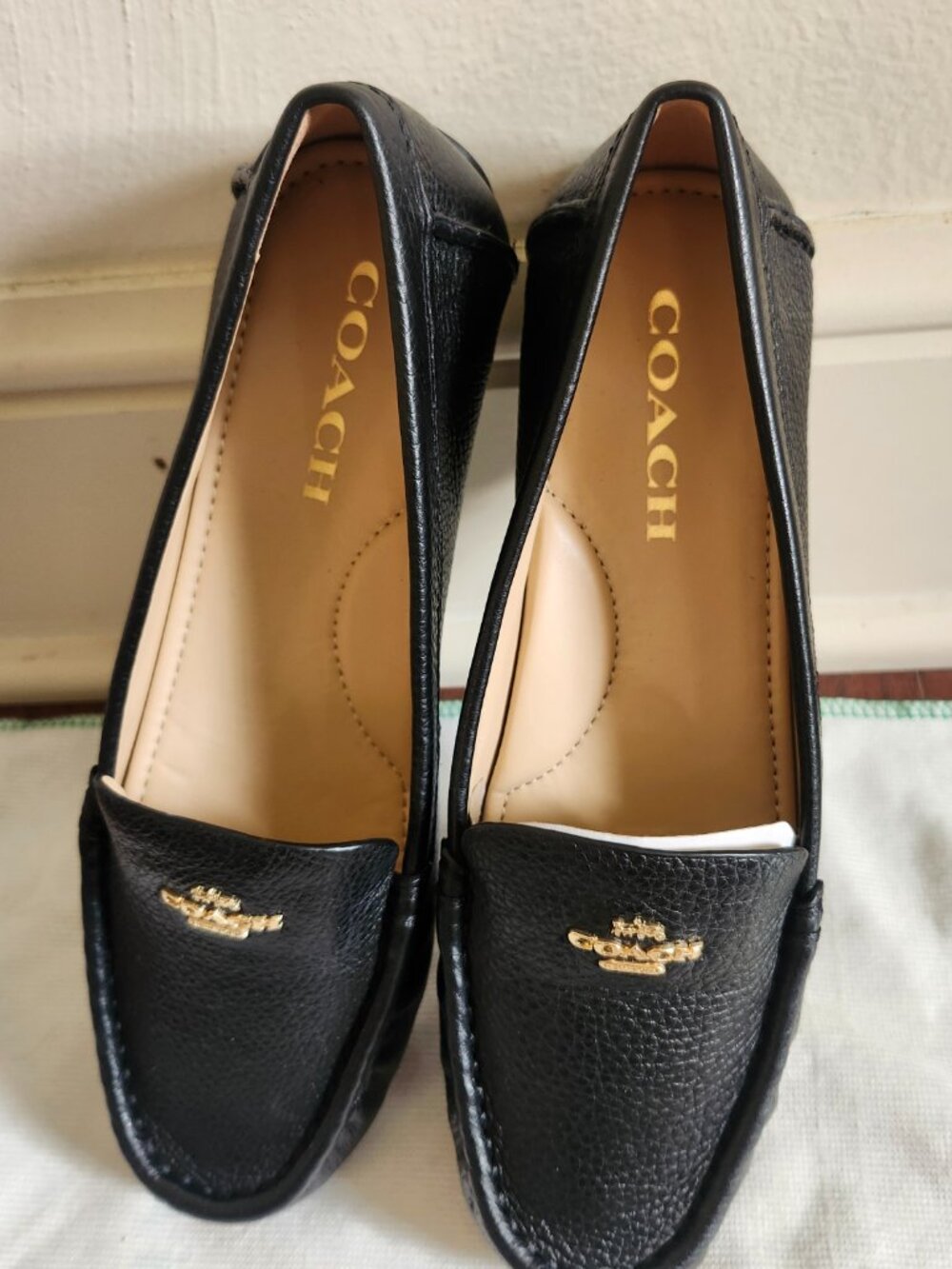 Coach Black Marley Leather Flat Size 7 B Style CC704 G4835 Women’s New WOT box - Picture 2 of 8